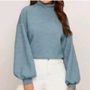 SHEIN Mock-Neck Drop Shoulder Balloon Sleeve Top SIZE XL